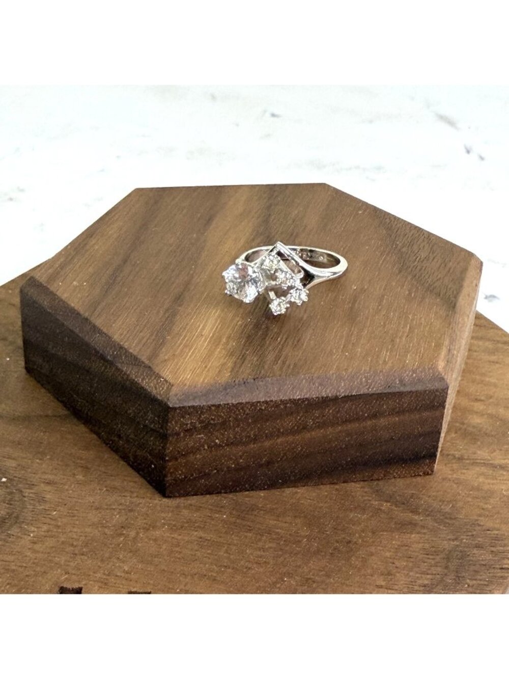Vintage HGE Gold Filled Faux Diamond Cluster Statement Ring Engagement Cocktail
